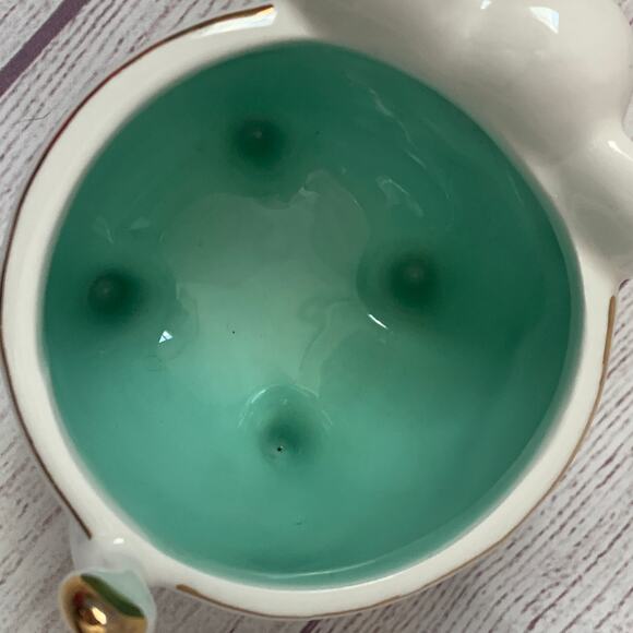 Elephant Trinket Dish Jewelry Holder Succulent Planter Gold Trim Teal Interior - Picture 7 of 12